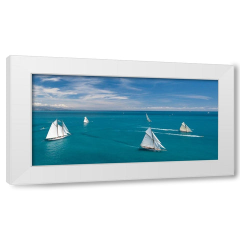 Azurean Sea White Modern Wood Framed Art Print by Pelissier