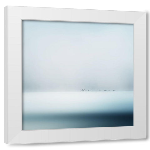 Wild Geese White Modern Wood Framed Art Print by Flour
