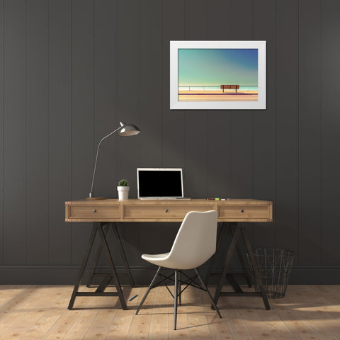 The Bench White Modern Wood Framed Art Print by Bratkovic