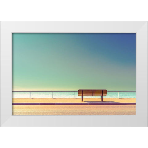 The Bench White Modern Wood Framed Art Print by Bratkovic
