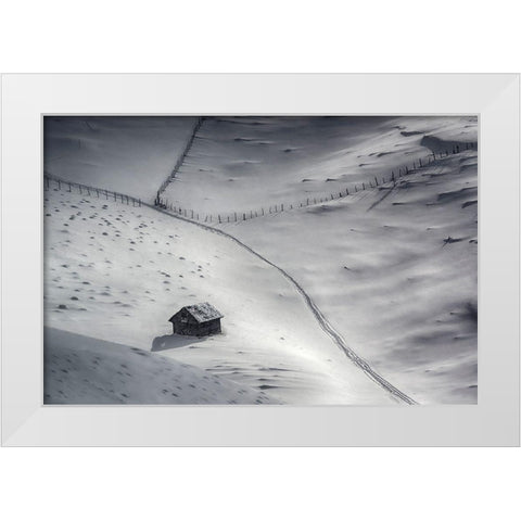 Winter Light White Modern Wood Framed Art Print by Dulu