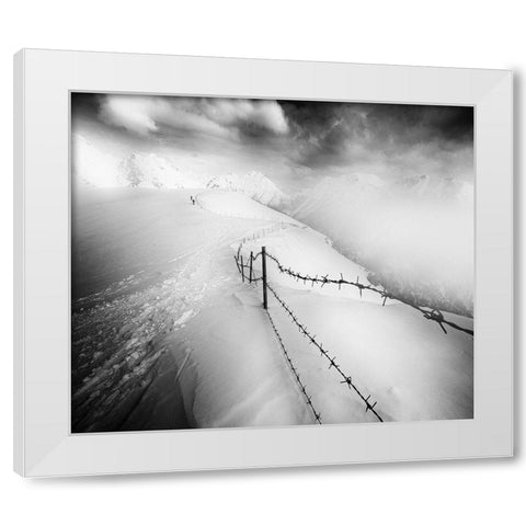 Into the White White Modern Wood Framed Art Print by Rebustini