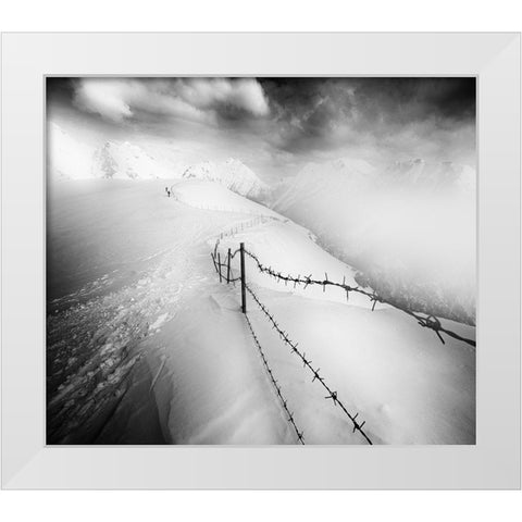 Into the White White Modern Wood Framed Art Print by Rebustini