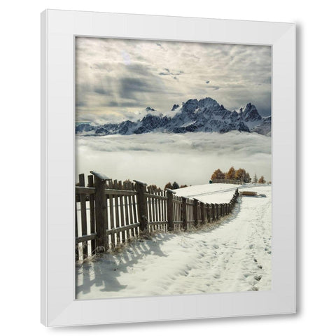 Colored Elements White Modern Wood Framed Art Print by Swapnil