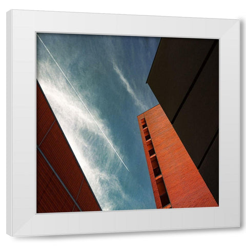 Look up Barcelona White Modern Wood Framed Art Print by Schuster