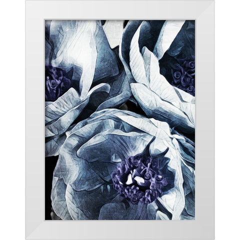 Peony Blue Petals I  White Modern Wood Framed Art Print by Aldridge, Ashley
