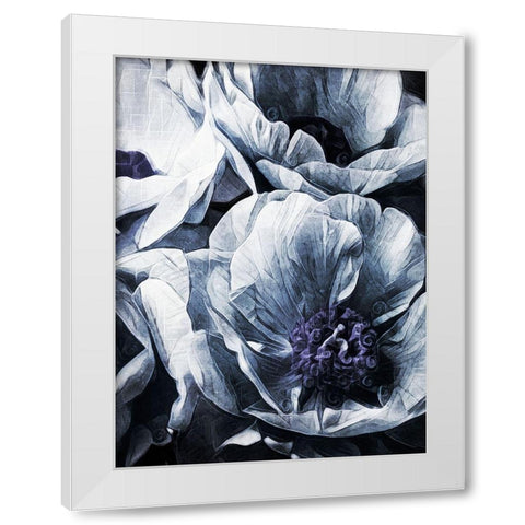 Peony Blue Petals II White Modern Wood Framed Art Print by Aldridge, Ashley