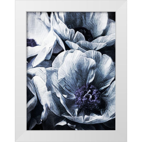 Peony Blue Petals II White Modern Wood Framed Art Print by Aldridge, Ashley