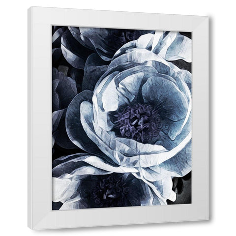 Peony Blue Petals III White Modern Wood Framed Art Print by Aldridge, Ashley