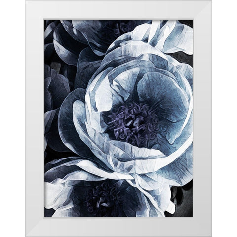 Peony Blue Petals III White Modern Wood Framed Art Print by Aldridge, Ashley