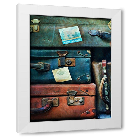 Vintage Stacked Suitcases I  White Modern Wood Framed Art Print by Aldridge, Ashley