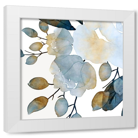 Blue Watercolour Floral I White Modern Wood Framed Art Print by Aldridge, Ashley