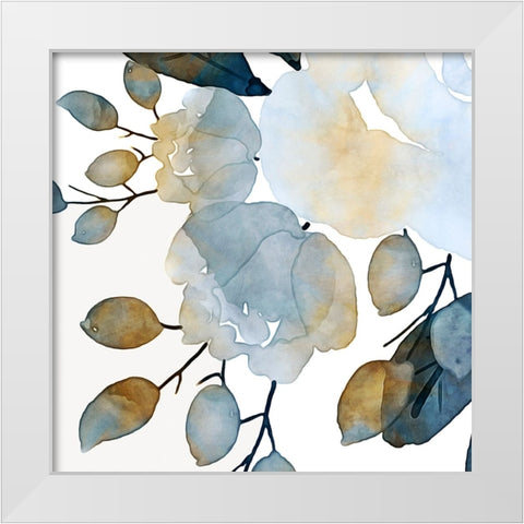 Blue Watercolour Floral I White Modern Wood Framed Art Print by Aldridge, Ashley