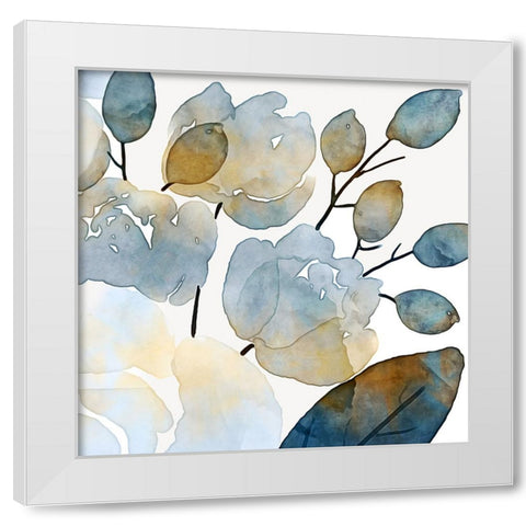 Blue Watercolour Floral II White Modern Wood Framed Art Print by Aldridge, Ashley