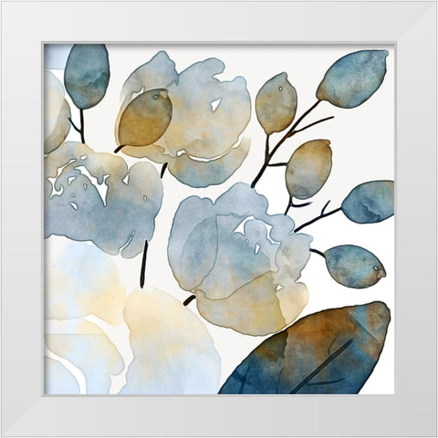 Blue Watercolour Floral II White Modern Wood Framed Art Print by Aldridge, Ashley