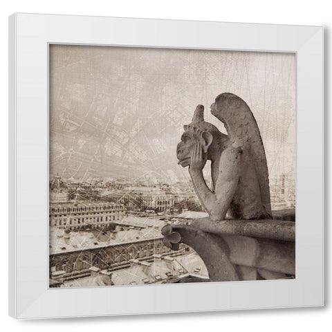 Gargoyle I White Modern Wood Framed Art Print by YK Studios
