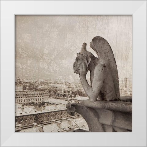 Gargoyle I White Modern Wood Framed Art Print by YK Studios