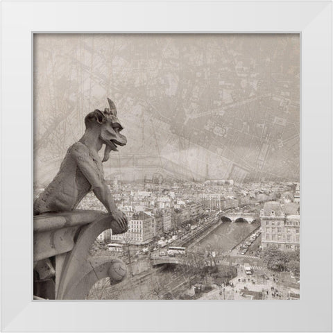 Gargoyle II White Modern Wood Framed Art Print by YK Studios