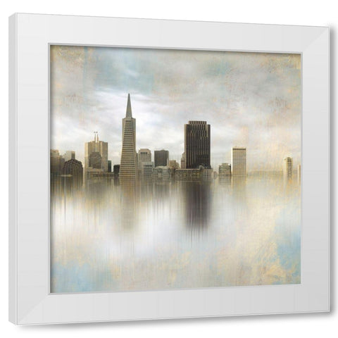 Skyline Views White Modern Wood Framed Art Print by YK Studios