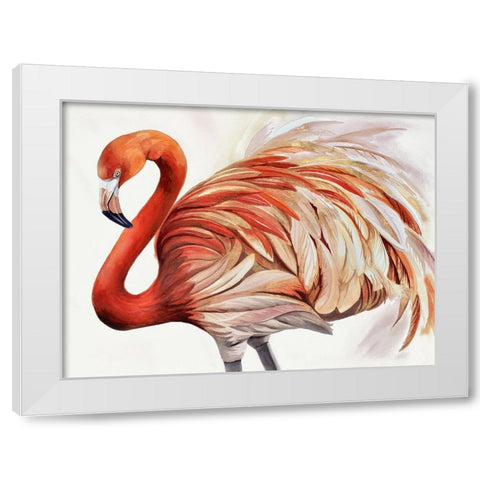 Majestic Flamingo  White Modern Wood Framed Art Print by Earle, Cathy