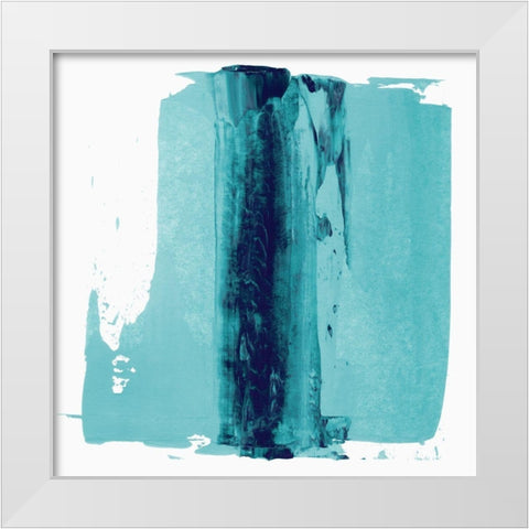 Teal Streak White Modern Wood Framed Art Print by Aryai, Sia