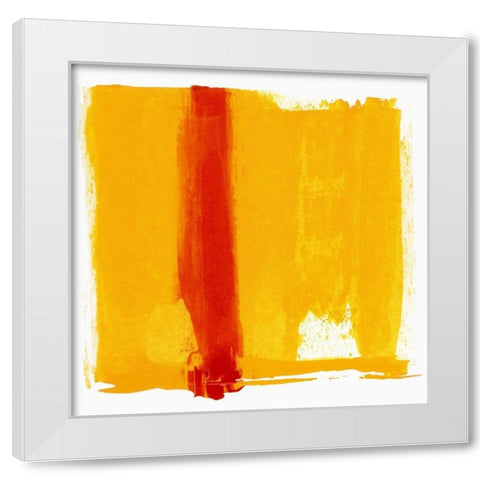 Orange Streak  White Modern Wood Framed Art Print by Aryai, Sia