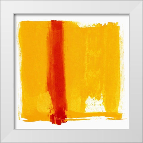 Orange Streak  White Modern Wood Framed Art Print by Aryai, Sia