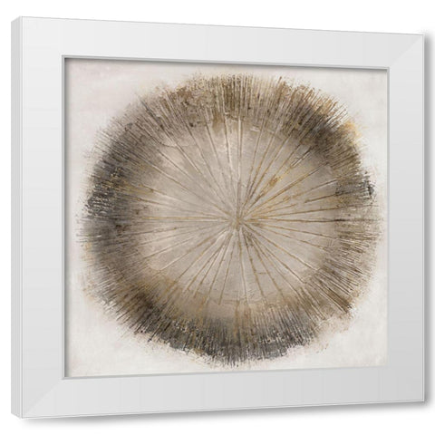 Golden Sphere II White Modern Wood Framed Art Print by Hazel J