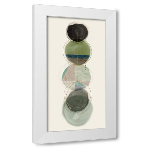 Stacked Circles I  White Modern Wood Framed Art Print by Hazel J