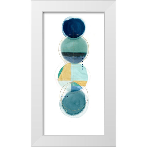 Stacked Circles I Blue Version White Modern Wood Framed Art Print by Hazel J