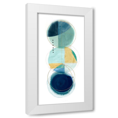 Stacked Circles II Blue Version White Modern Wood Framed Art Print by Hazel J