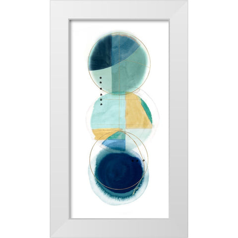 Stacked Circles II Blue Version White Modern Wood Framed Art Print by Hazel J