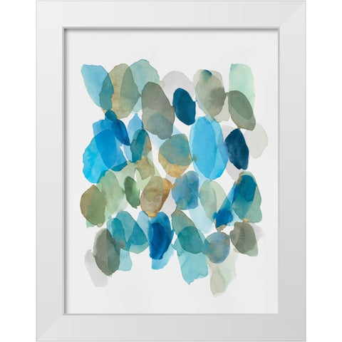 Blue Inky Pebbles II White Modern Wood Framed Art Print by Hazel J