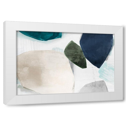 Shapes of Blue Blobs I White Modern Wood Framed Art Print by Hazel J