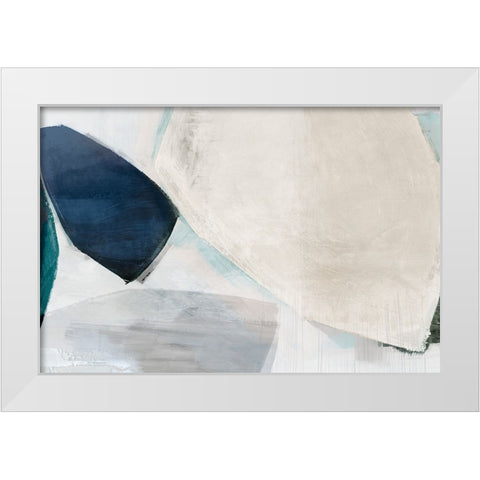 Shapes of Blue Blobs II White Modern Wood Framed Art Print by Hazel J