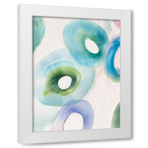 Watercolour Rings I White Modern Wood Framed Art Print by Hazel J