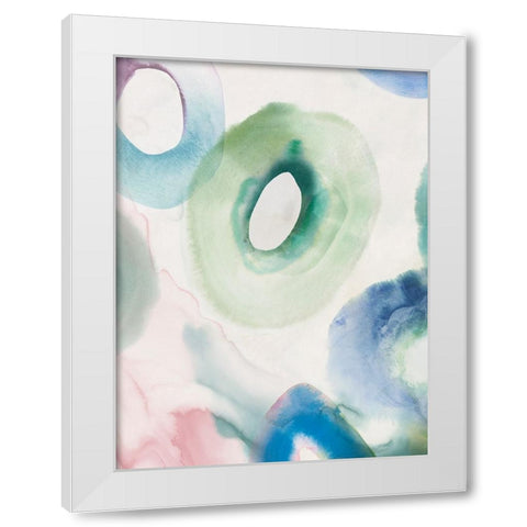 Watercolour Rings II White Modern Wood Framed Art Print by Hazel J