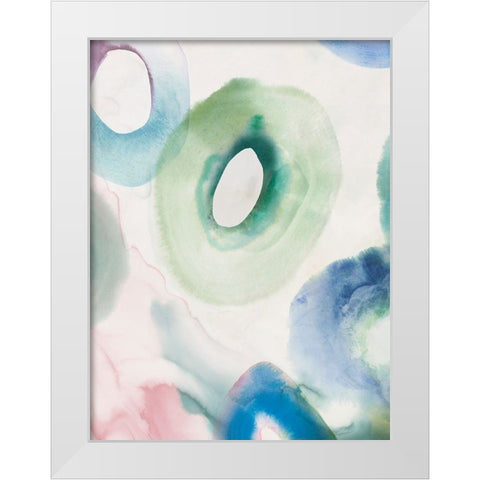 Watercolour Rings II White Modern Wood Framed Art Print by Hazel J