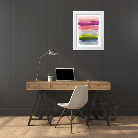 Luminous Layers I White Modern Wood Framed Art Print by Hazel J