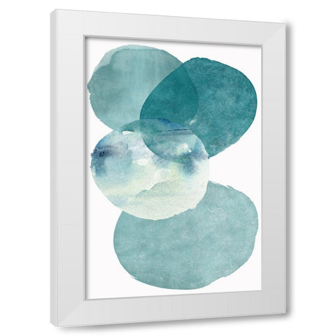 Pools of Ocean Blue Watercolor Abstract II  White Modern Wood Framed Art Print by Zalewski, Christine