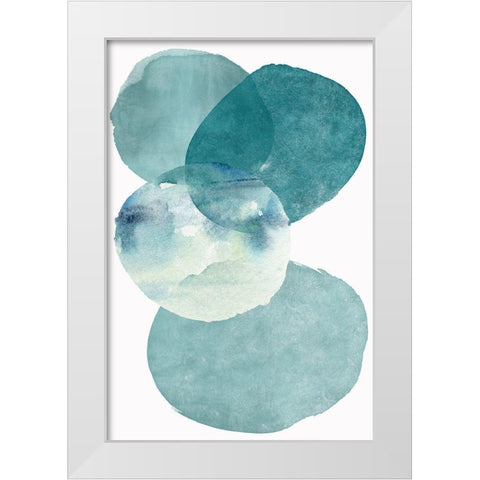 Pools of Ocean Blue Watercolor Abstract II  White Modern Wood Framed Art Print by Zalewski, Christine
