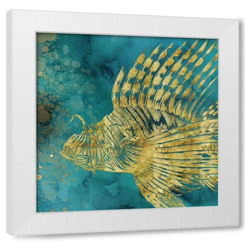 Lionfish Coming on Aqua I  White Modern Wood Framed Art Print by Zalewski, Christine