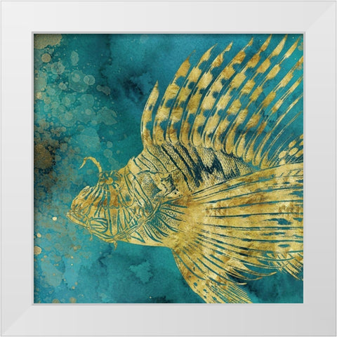 Lionfish Coming on Aqua I  White Modern Wood Framed Art Print by Zalewski, Christine