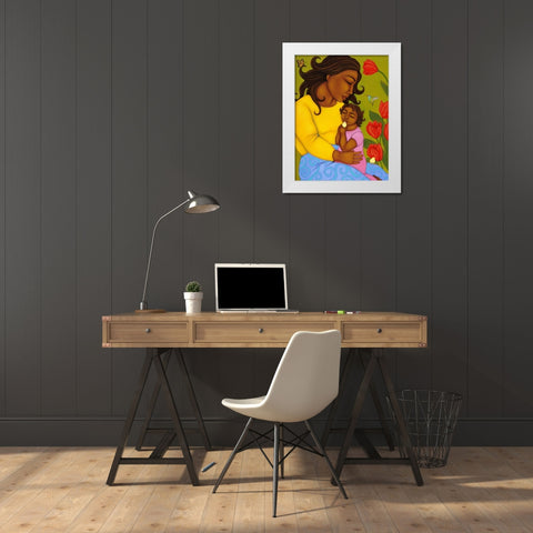 Mother and Child White Modern Wood Framed Art Print by Adams, Tamara
