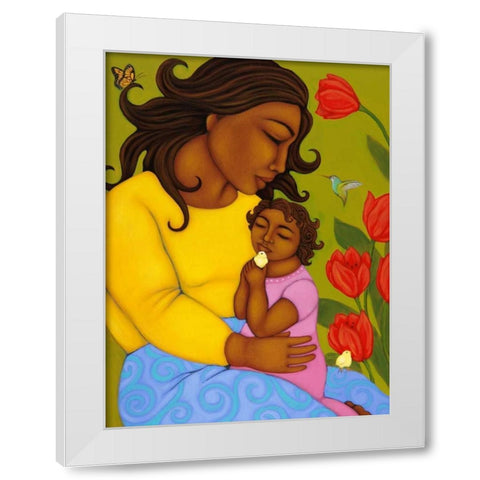 Mother and Child White Modern Wood Framed Art Print by Adams, Tamara