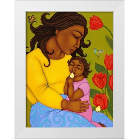 Mother and Child White Modern Wood Framed Art Print by Adams, Tamara