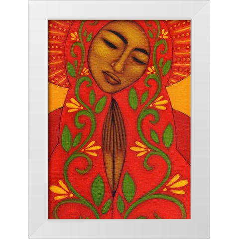 Red Madonna White Modern Wood Framed Art Print by Adams, Tamara
