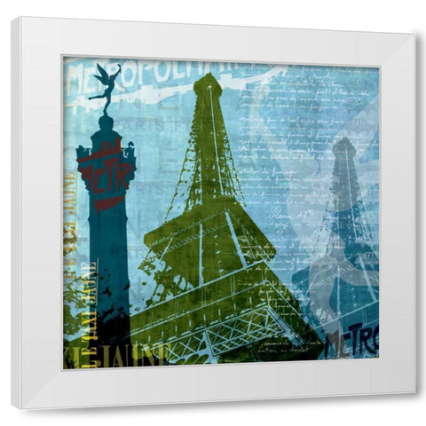 Paris - French Blue White Modern Wood Framed Art Print by Allen, Maura