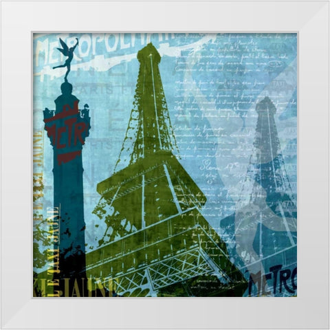 Paris - French Blue White Modern Wood Framed Art Print by Allen, Maura
