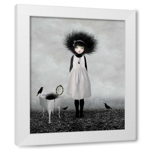 Dulcimer White Modern Wood Framed Art Print by Art and Ghosts